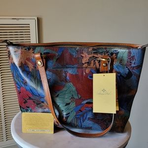 Patrica Nash NWT Leather Tote. Style: Alessano Tote Color:Blue Forest Tan